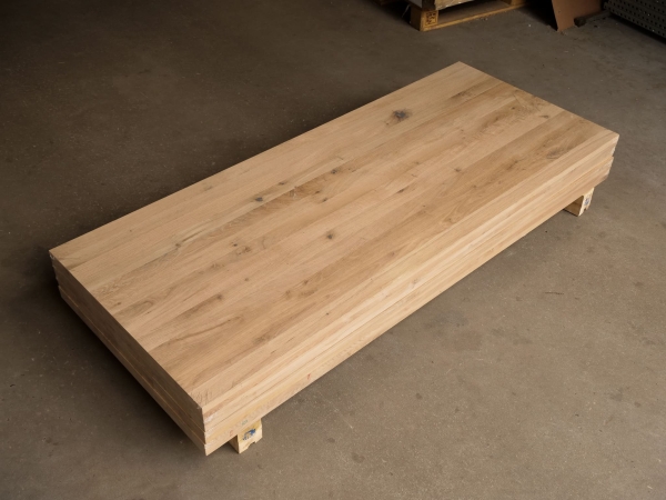 Solid wood edge glued panel Oak Rustic 40x1210x1000-3000 mm 2-layer, full lamella, knots black filled